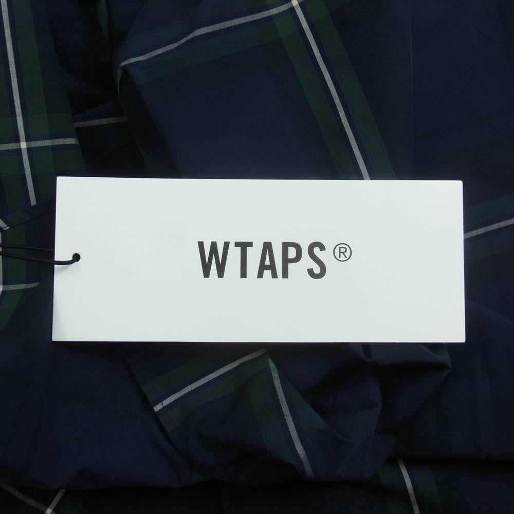 WTAPS ダブルタップス 24SS 241CWDT-SHM04 TXT 01 / LS / Cotton. Broadcloth. Textile コットンブロードクロス テキスタイル チェック 長袖 シャツ ネイビー系 02【新古品】【未使用】【中古】