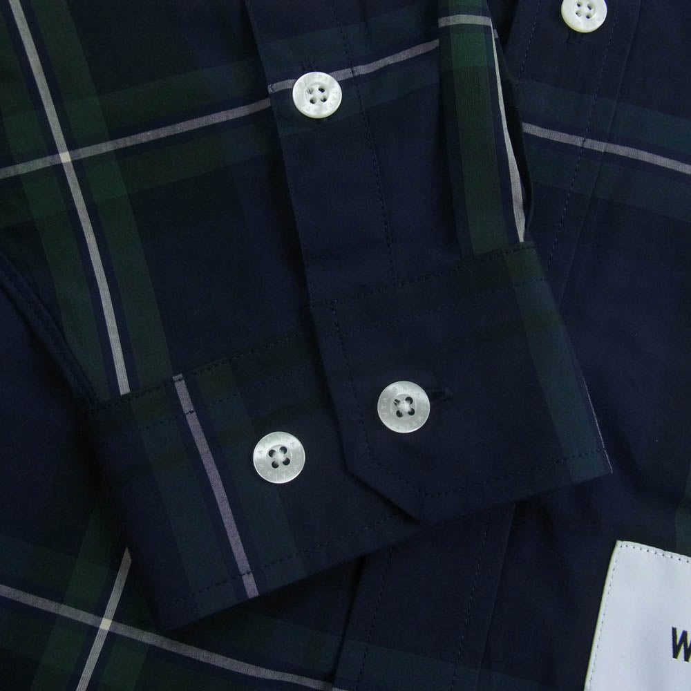 WTAPS ダブルタップス 24SS 241CWDT-SHM04 TXT 01 / LS / Cotton. Broadcloth. Textile コットンブロードクロス テキスタイル チェック 長袖 シャツ ネイビー系 02【新古品】【未使用】【中古】