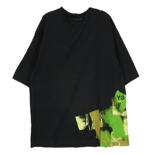 Y-3 Yohji Yamamoto ワイスリー ヨウジヤマモト IP5579 GFY SS オーバーサイズ ペイント ロゴプリント 半袖 Tシャツ ブラック系 M【中古】