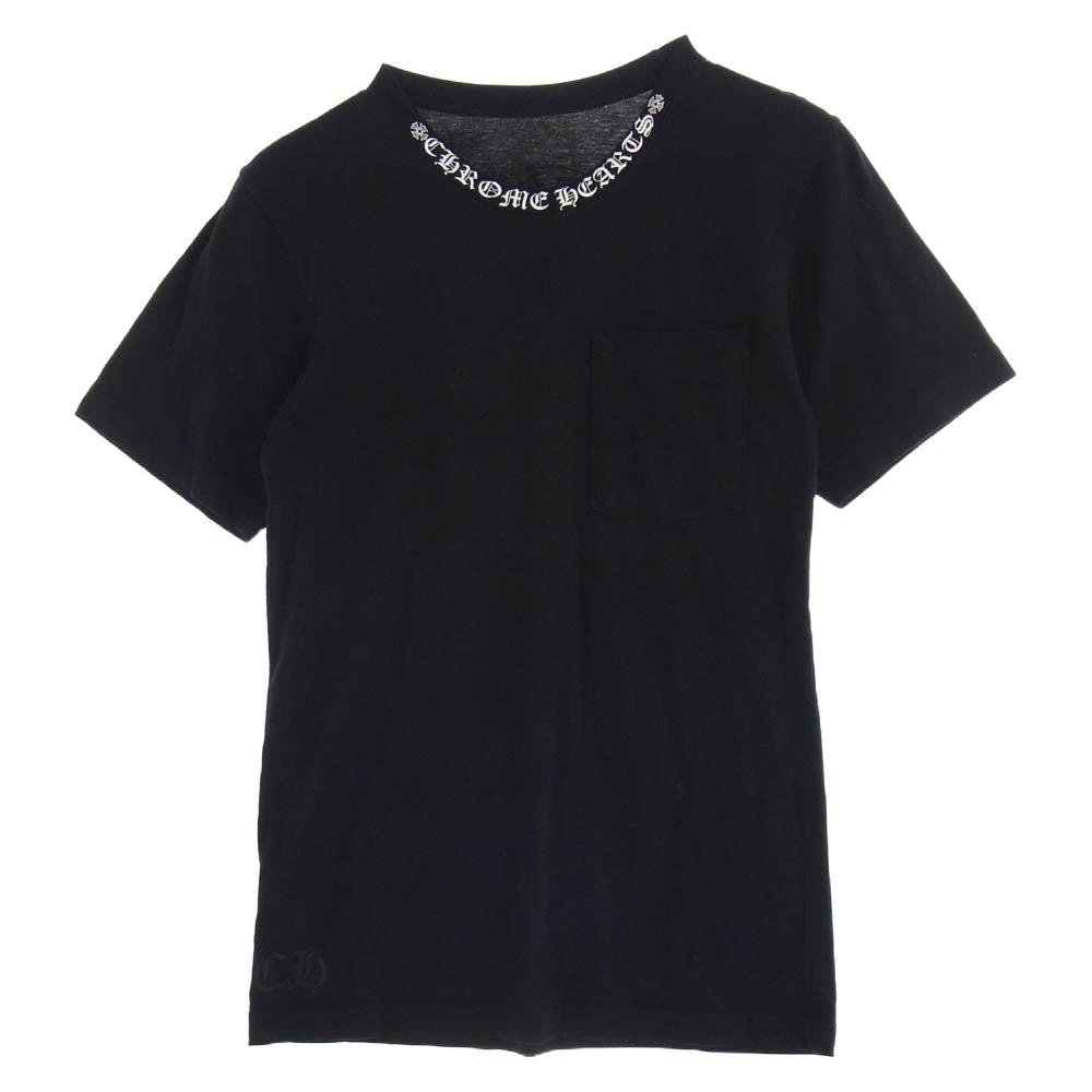 CHROME HEARTS クロムハーツ（原本無） NECK LOGO S/S バック ホースシュープリント ネックロゴ 半袖 Tシャツ ブラック系 S【中古】