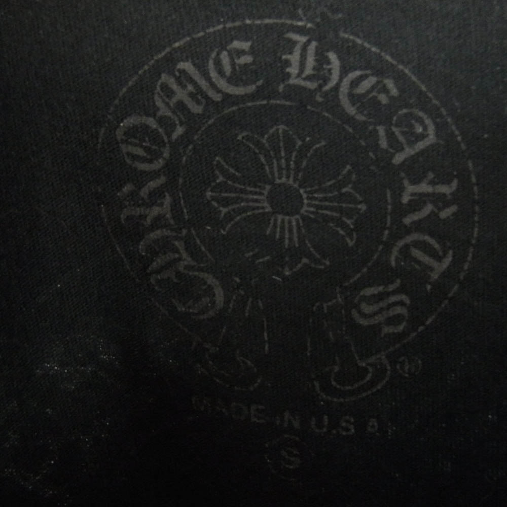 CHROME HEARTS クロムハーツ（原本無） NECK LOGO S/S バック ホースシュープリント ネックロゴ 半袖 Tシャツ ブラック系 S【中古】