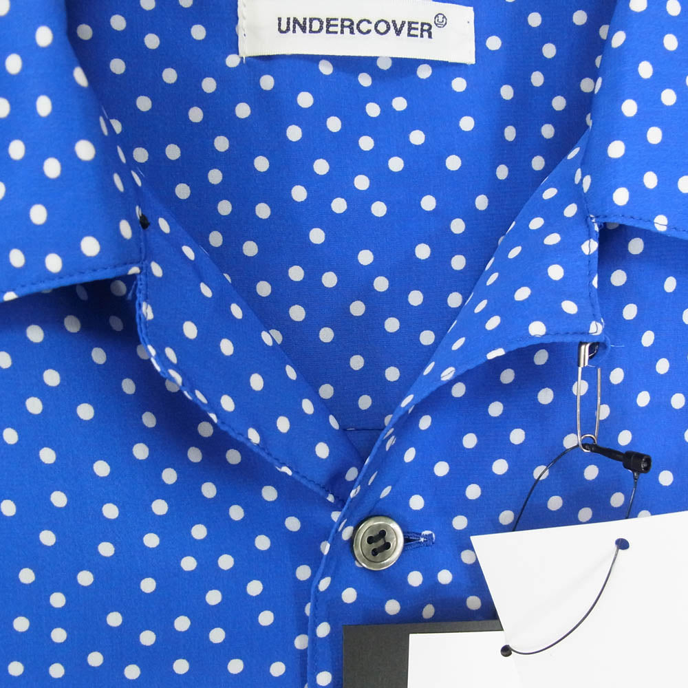 UNDERCOVER アンダーカバー 24SS UP1D4402 ドット プリント ポリエステル 開襟 半袖 シャツ BLUE BASE ブルー系 2【新古品】【未使用】【中古】