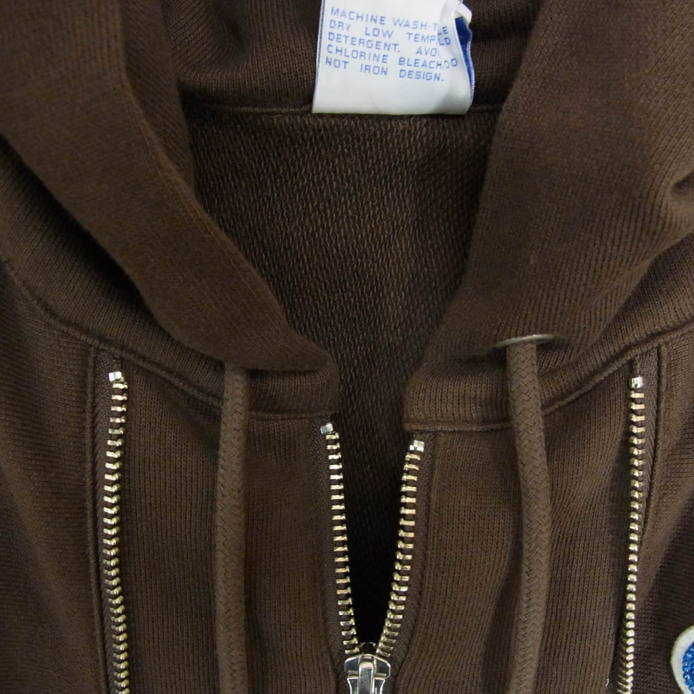 UNDERCOVER アンダーカバー UC1E4811 Champion チャンピオン REVERSE WEAVE ビーズ刺繍 ジョックタグ リバース ウェーブ コットン 裏毛 スウェットダブル ジッパー パーカー ブラウン系 S【新古品】【未使用】【中古】
