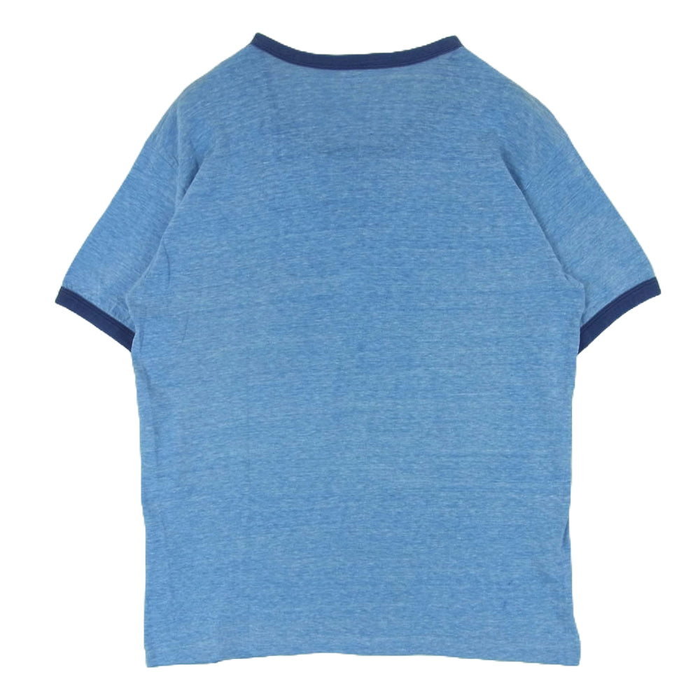 ヴィンテージ USA製 70's Hanes ヘインズ リンガー コットン 半袖 Tシャツ ライトブルー系 L【中古】
