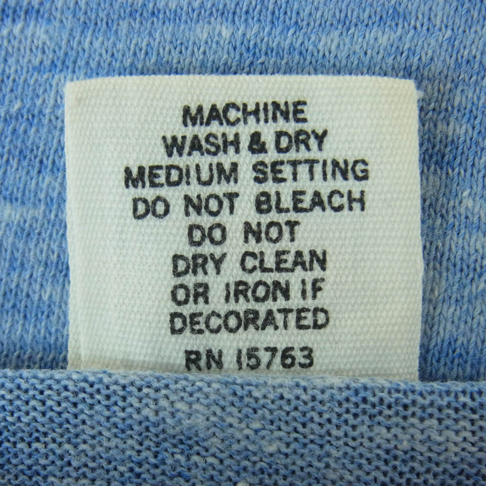 ヴィンテージ USA製 70's Hanes ヘインズ リンガー コットン 半袖 Tシャツ ライトブルー系 L【中古】