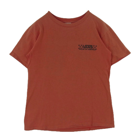 ヴィンテージ USA製 80's VANS バンズ プリント コットン 半袖 Tシャツ エンジ系 M【中古】