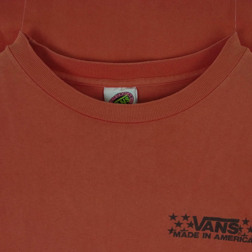 ヴィンテージ USA製 80's VANS バンズ プリント コットン 半袖 Tシャツ エンジ系 M【中古】