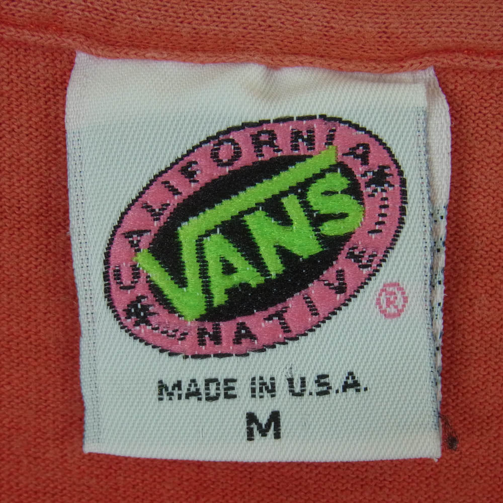 ヴィンテージ USA製 80's VANS バンズ プリント コットン 半袖 Tシャツ エンジ系 M【中古】