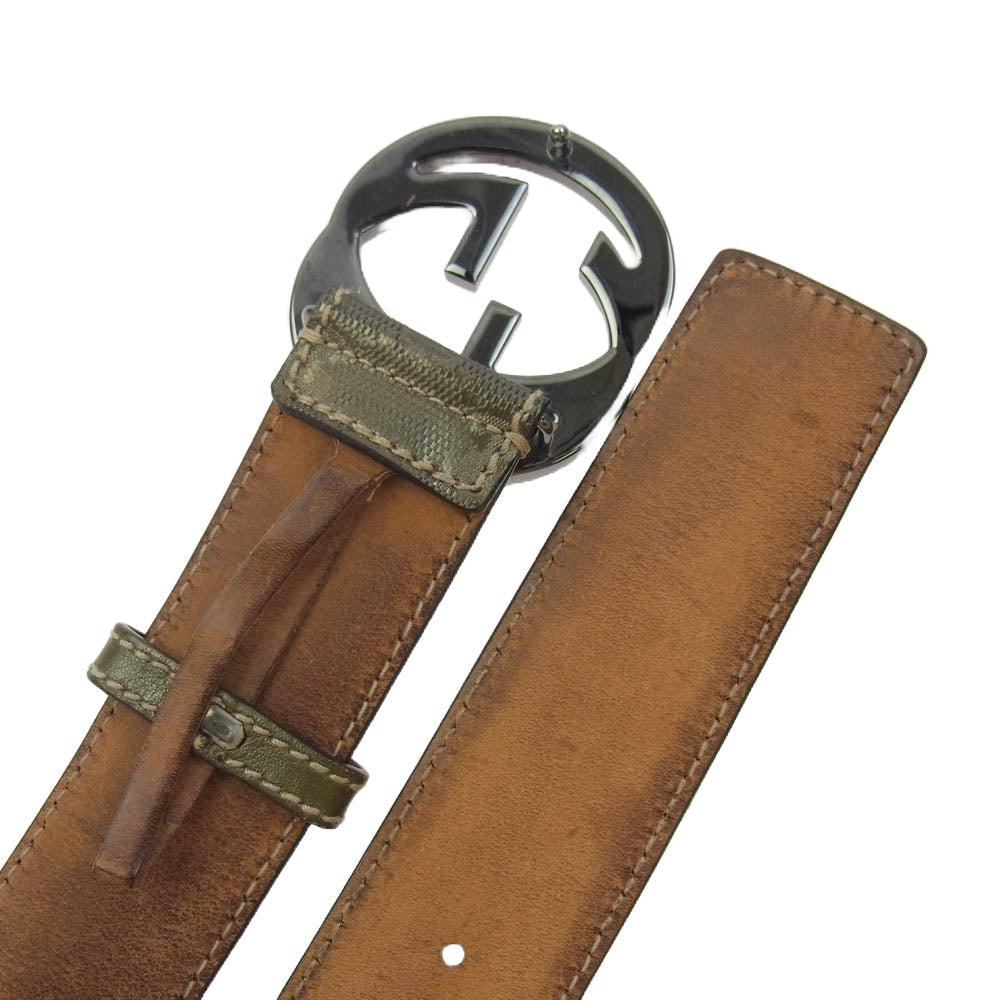 GUCCI グッチ 114984-480199 インターロッキングG バックル GG ベルト　【中古】