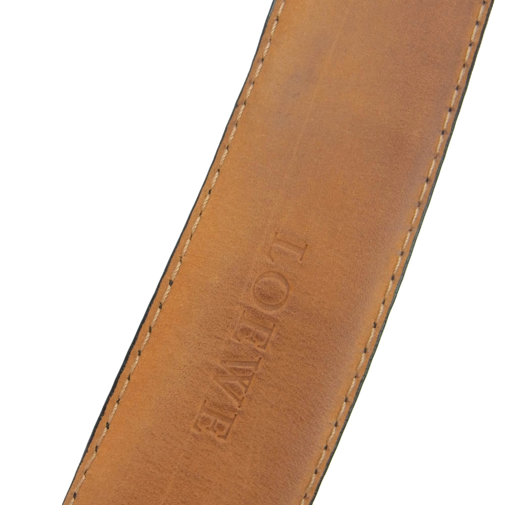 LOEWE ロエベ 200607 アナグラム ロゴ レザー ベルト ブラック系 34-85【中古】