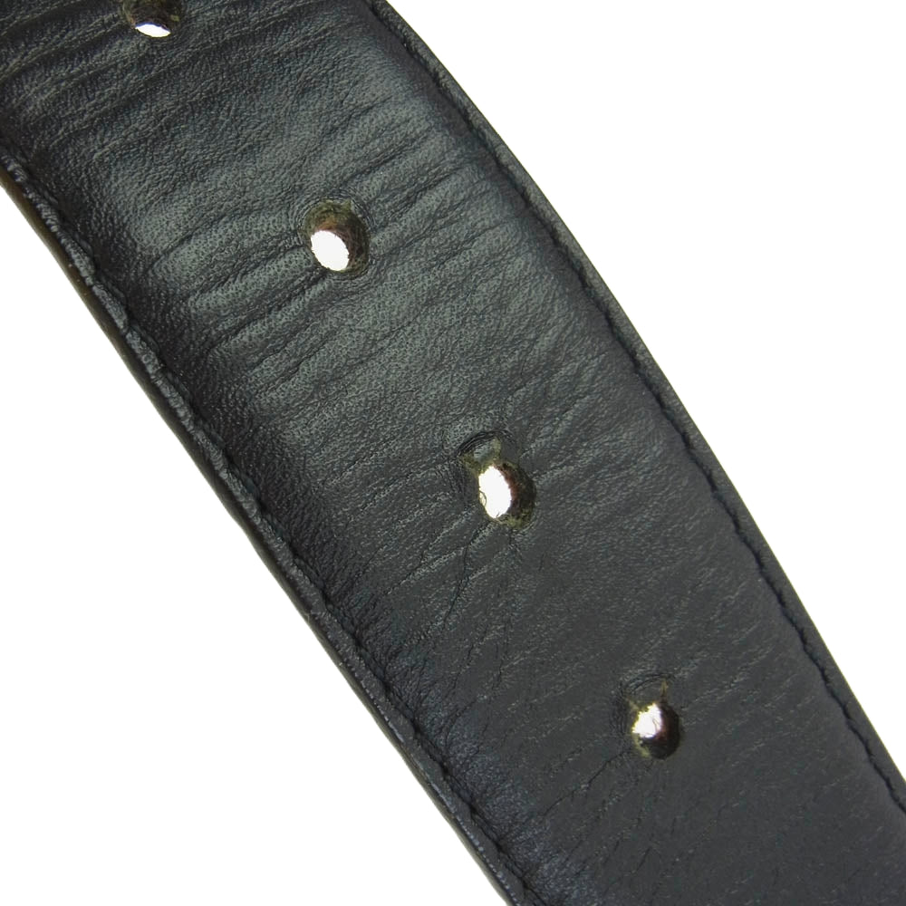 LOEWE ロエベ 200607 アナグラム ロゴ レザー ベルト ブラック系 34-85【中古】