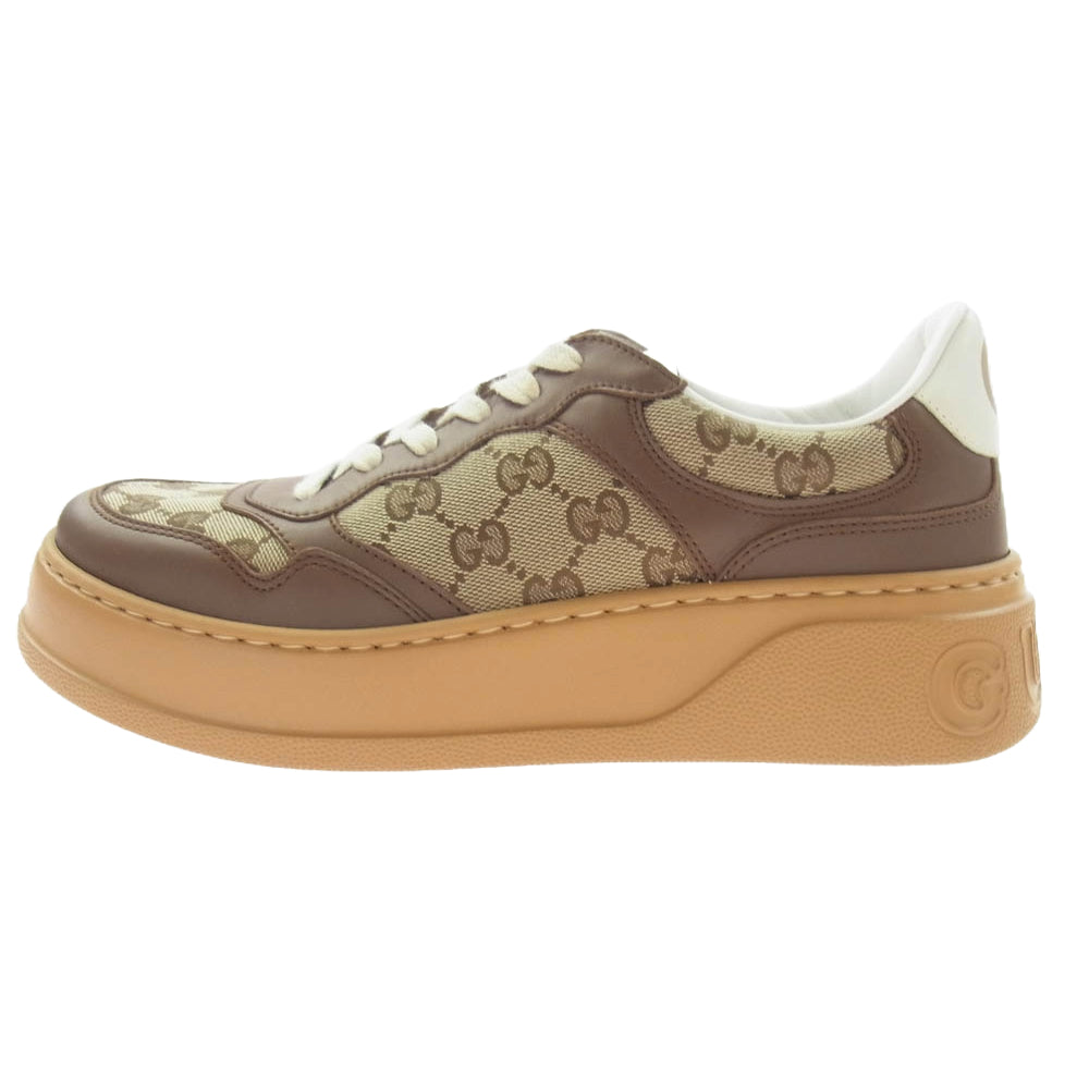 GUCCI グッチ 675840 GG Sneaker GGキャンバス プラットフォーム ローカット スニーカー ブラウン系 6.5【新古品】【未使用】【中古】