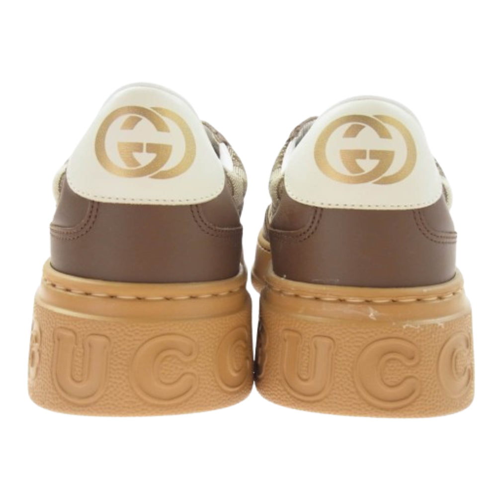 GUCCI グッチ 675840 GG Sneaker GGキャンバス プラットフォーム ローカット スニーカー ブラウン系 6.5【新古品】【未使用】【中古】