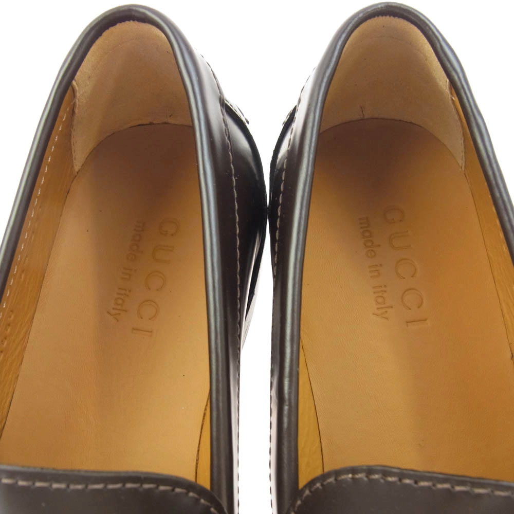 GUCCI グッチ 776660 ホースビット レザー ローファー ダークブラウン系 6.5【新古品】【未使用】【中古】
