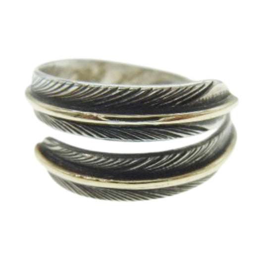 BIGHAND ビッグハンド 燻加工 金線 フェザー ピンキーリング シルバー系 約6号【中古】