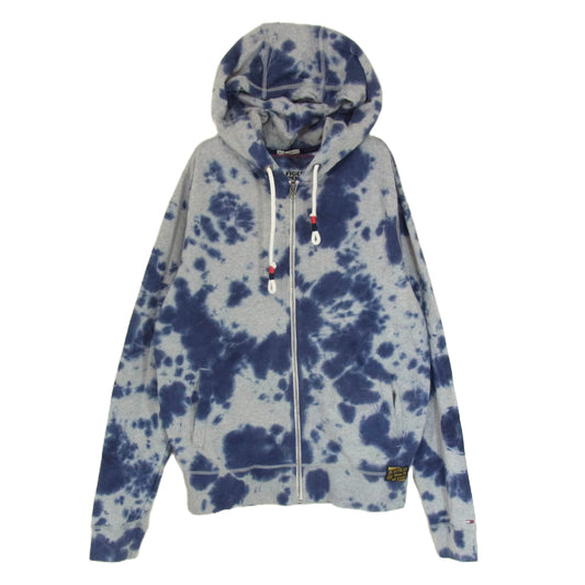 TOMMY HILFIGER トミーヒルフィガー フルジップ タイダイ パーカー ネイビー系 S【中古】
