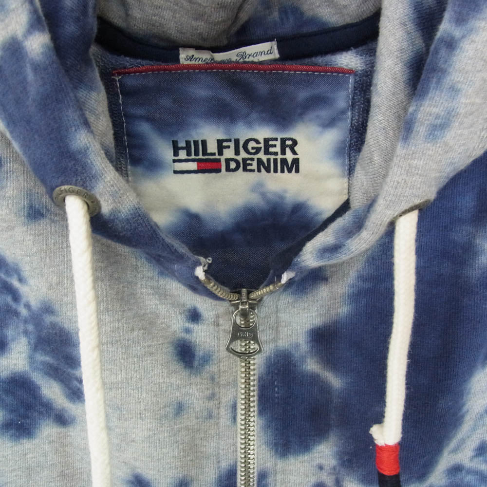 TOMMY HILFIGER トミーヒルフィガー フルジップ タイダイ パーカー ネイビー系 S【中古】