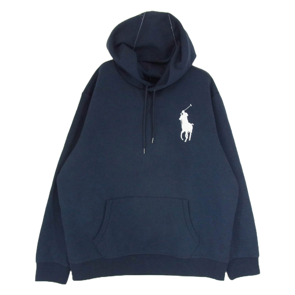 POLO RALPH LAUREN ポロ・ラルフローレン BIG PONY ビック ポニー 刺繡 フーディー プルオーバー パーカー ネイビー系 XL【中古】