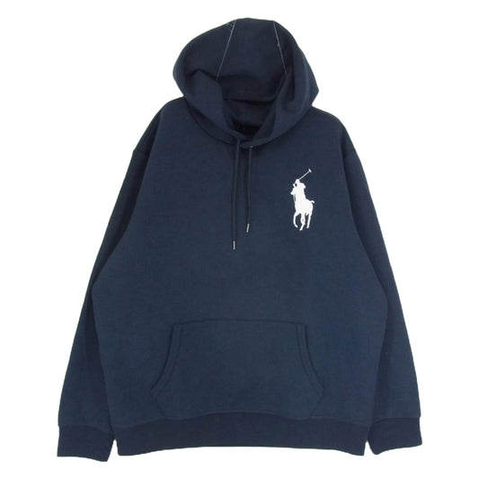 POLO RALPH LAUREN ポロ・ラルフローレン BIG PONY ビック ポニー 刺繡 フーディー プルオーバー パーカー ネイビー系 XL【中古】