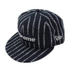 Supreme シュプリーム 19SS Text Stripe New Era テキスト ストライプ ニューエラ ボックス ロゴ キャップ 帽子 ダークネイビー系 57.7cm【極上美品】【中古】