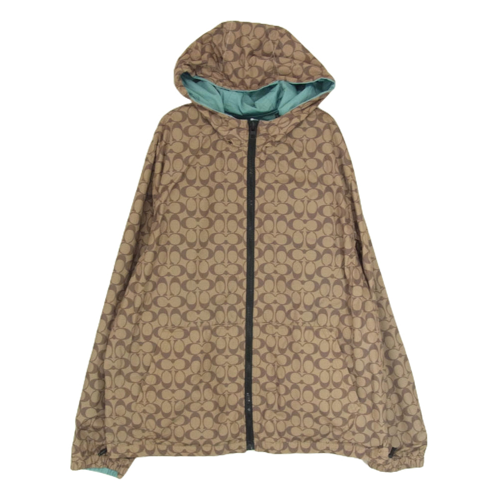 COACH コーチ CF797 リバーシブル フル ジップ ウインドブレーカー ジャケット グリーン系 XL【極上美品】【中古】 COACH コーチ CF797 リバーシブル フル ジップ ウインドブレーカー