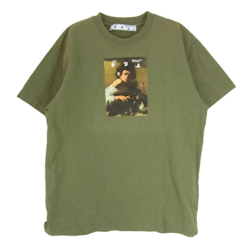 OFF-WHITE オフホワイト OMAA038F21JER005 フォト プリント 半袖 Tシャツ カーキ系 XS【中古】