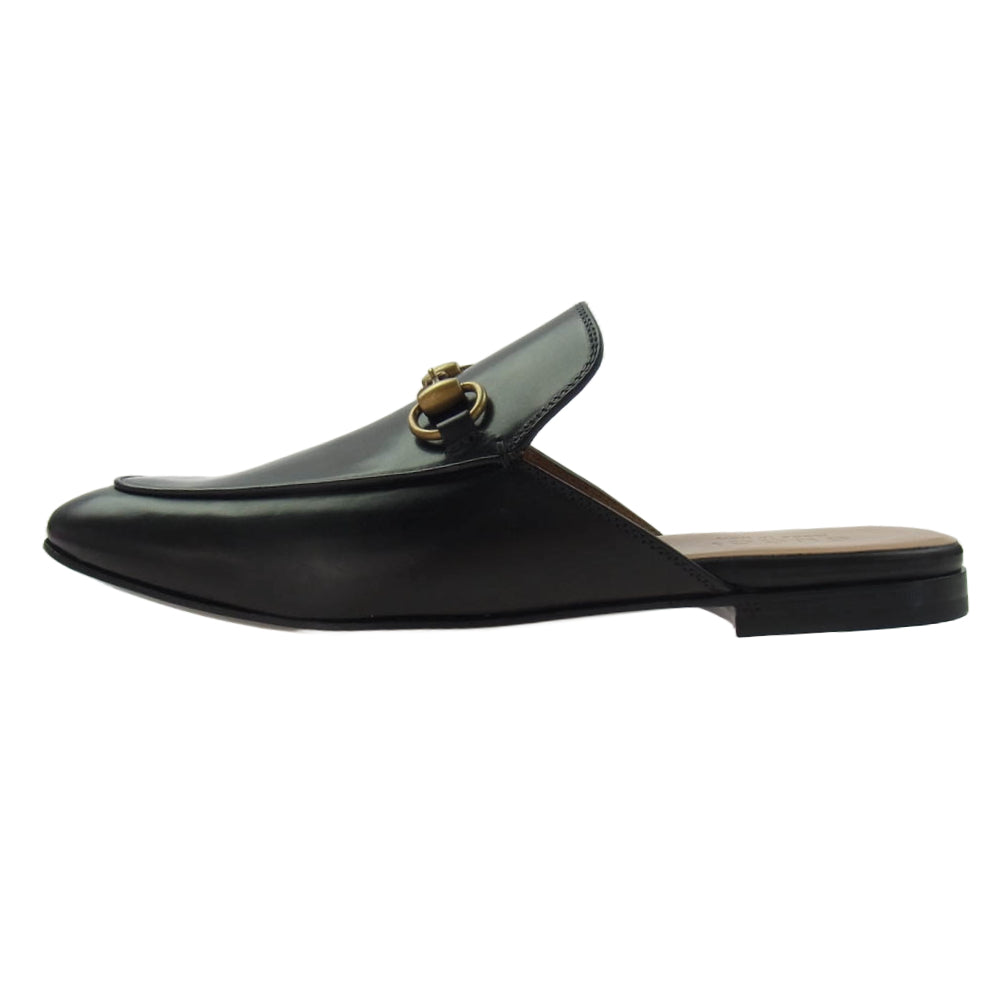 GUCCI グッチ 426219 ホースビット レザー スリッパ サンダル ブラック系 6【新古品】【未使用】【中古】