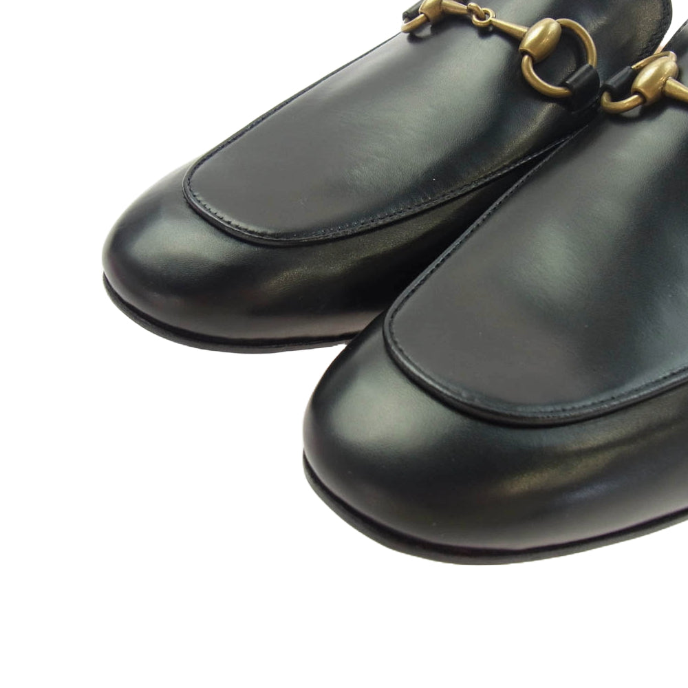 GUCCI グッチ 426219 ホースビット レザー スリッパ サンダル ブラック系 6【新古品】【未使用】【中古】
