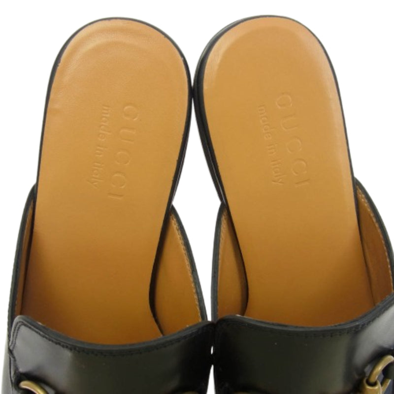 GUCCI グッチ 426219 ホースビット レザー スリッパ サンダル ブラック
