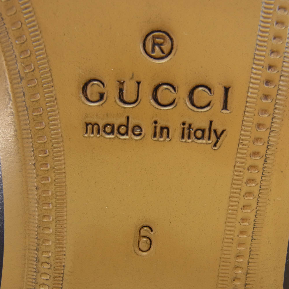 GUCCI グッチ 426219 ホースビット レザー スリッパ サンダル ブラック系 6【新古品】【未使用】【中古】