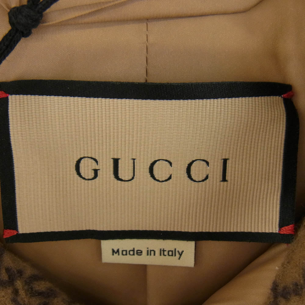 GUCCI グッチ 24SS 762183 ZAPDW GGウール フランネル パデッド 長袖シャツ ブラウン系 44【美品】【中古】