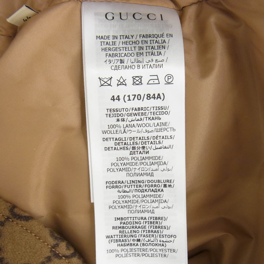 GUCCI グッチ 24SS 762183 ZAPDW GGウール フランネル パデッド 長袖シャツ ブラウン系 44【美品】【中古】