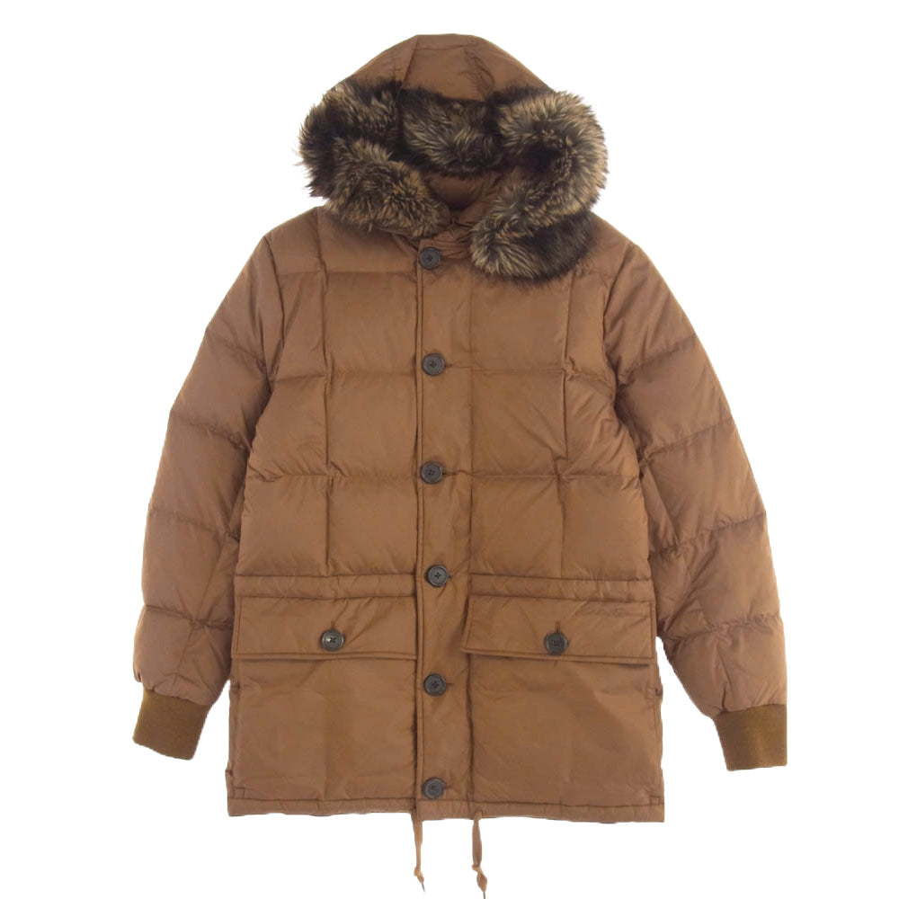 Eddie Bauer エディー・バウアー 日の出タグ 復刻 KARAKORAM カラコラム フーデッドダウンジャケット ファーフード付 ブラウン系 S【中古】