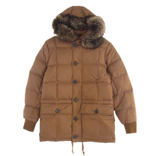 Eddie Bauer エディー・バウアー 日の出タグ 復刻 KARAKORAM カラコラム フーデッドダウンジャケット ファーフード付 ブラウン系 S【中古】