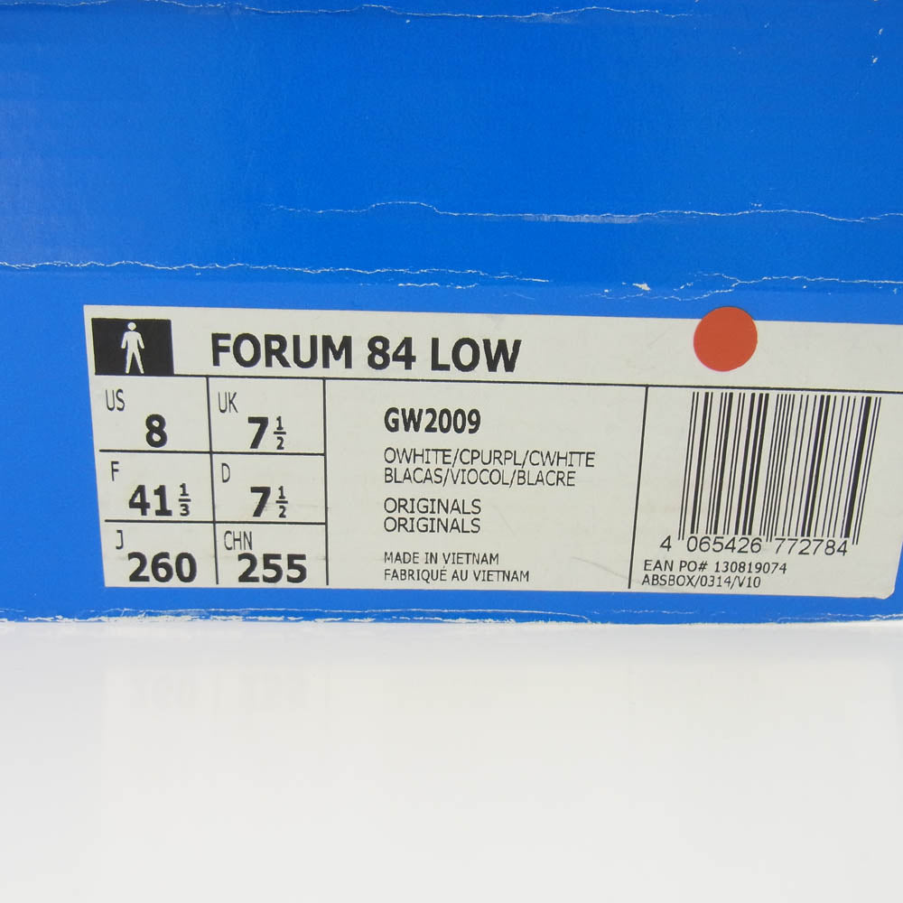 adidas アディダス GW2009 FORUM 84 LOW OFF WHITE COLLEGE PURPLE CREAM WHITE フォーラム84 ローカット スニーカー ホワイト系 パープル系 26cm【中古】