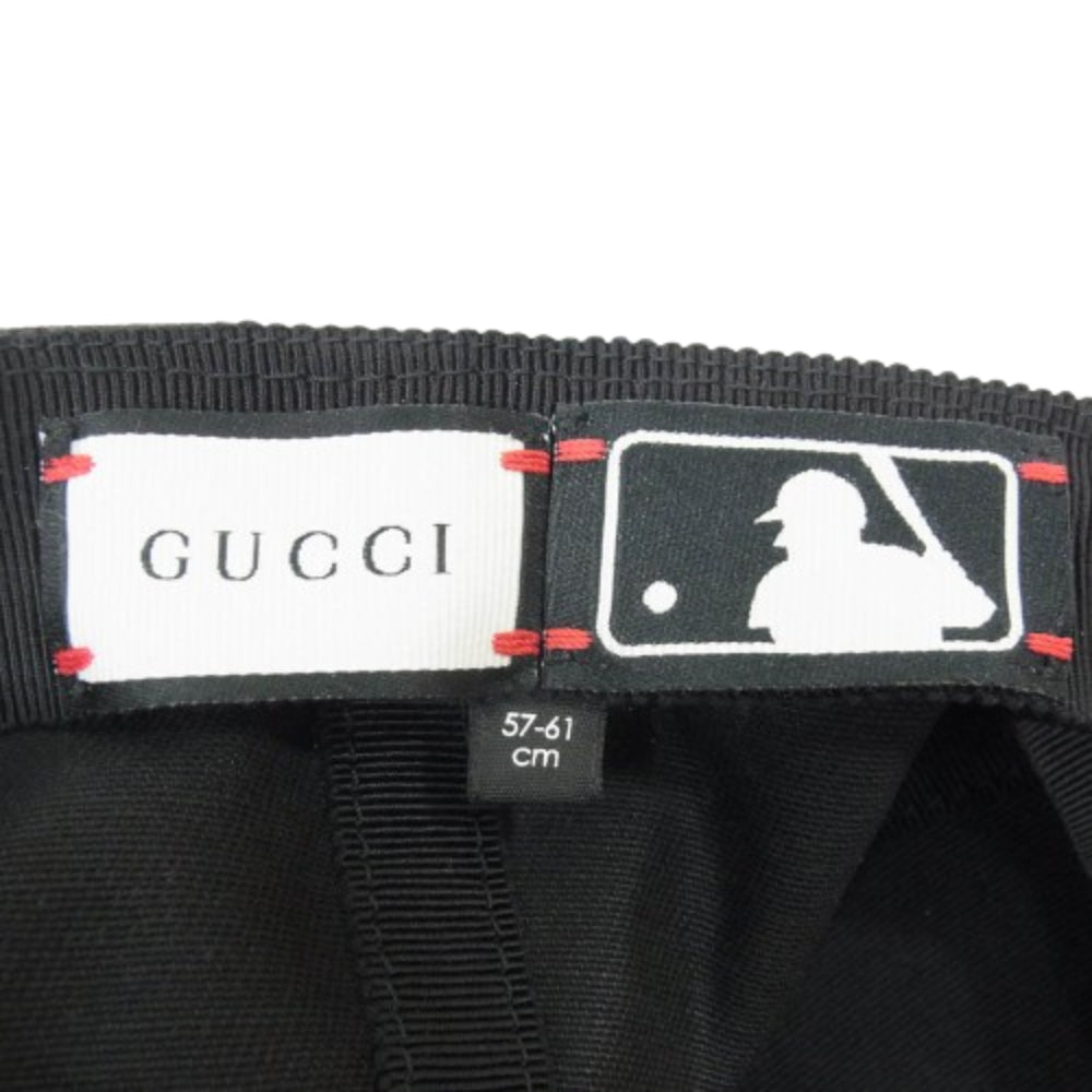 GUCCI グッチ 538565 4HE20 MLB NEW YORK YANKEES ニューヨーク ヤンキース ロゴ GG バタフライ刺繍 ベースボール キャップ 帽子 ブラック系 57 61【中古】