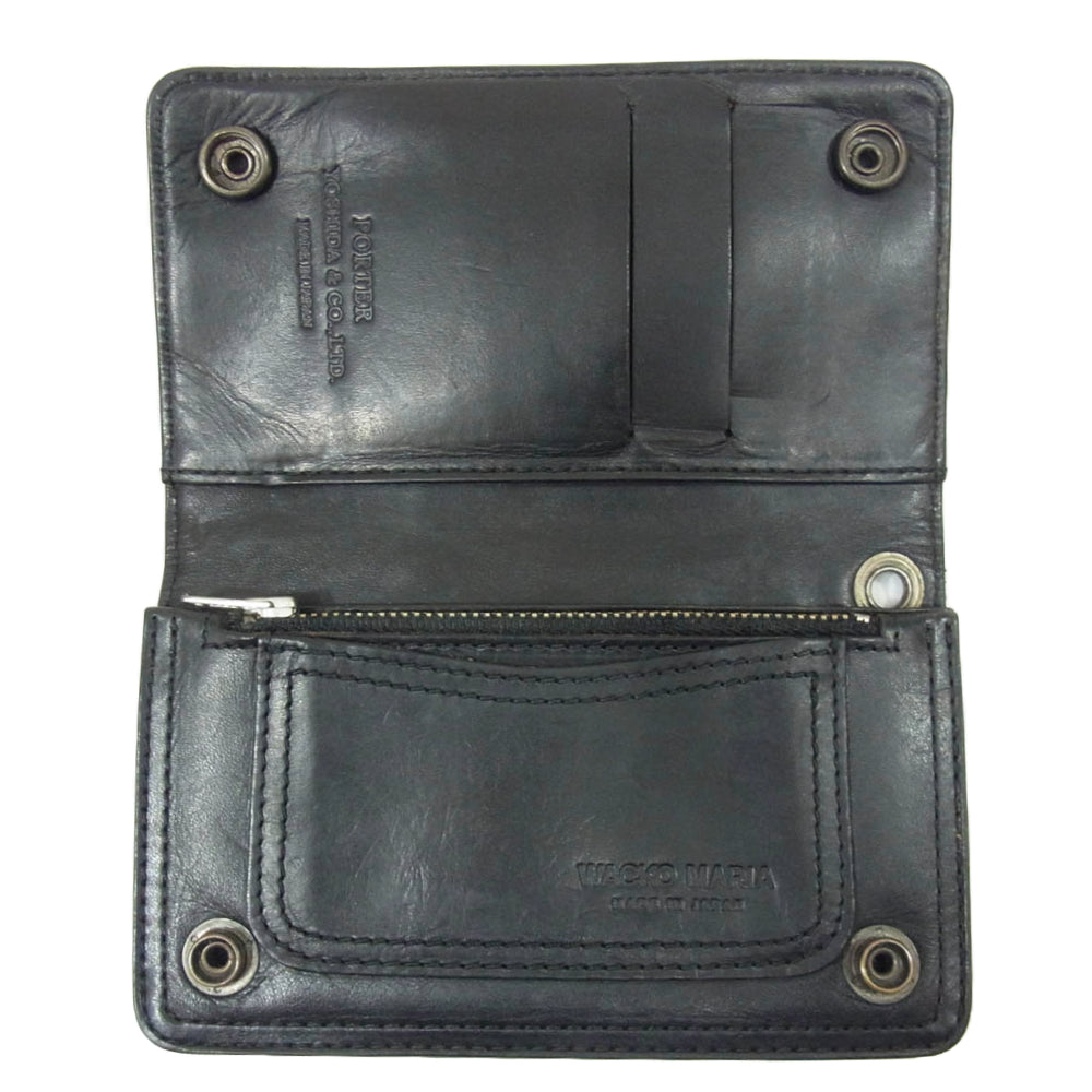 WACKO MARIA ワコマリア × PORTER ポーター TYPE-1 WALLET レザー トラッカー ウォレット ブラック系【中古】