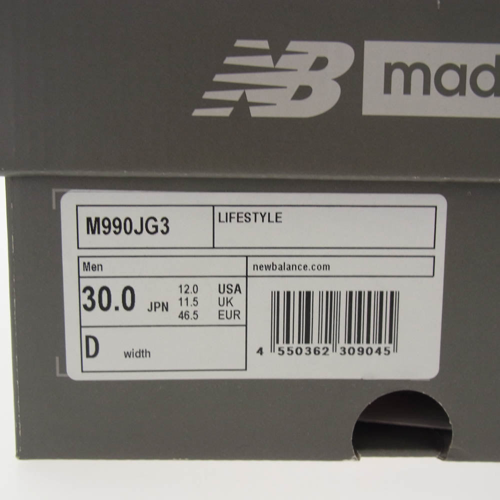 NEW BALANCE ニューバランス × JOE FRESHGOODS ジョー フレッシュグッズ M990JG3 990V3 OUTSIDE CLOTHES アウトサイドクローズ ローカット スニーカー マルチカラー系 30cm【新古品】【未使用】【中古】