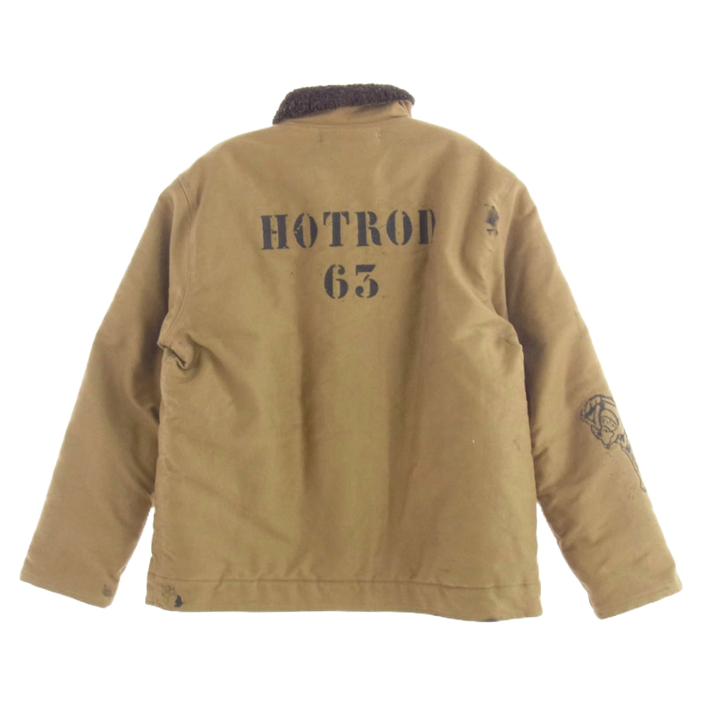 WEIRDO ウィアード WRD-11-FW-01 NATY-1 RODDY ペンキ加工 裏ボア デッキ ジャケット カーキ系 XXL 34-40【中古】