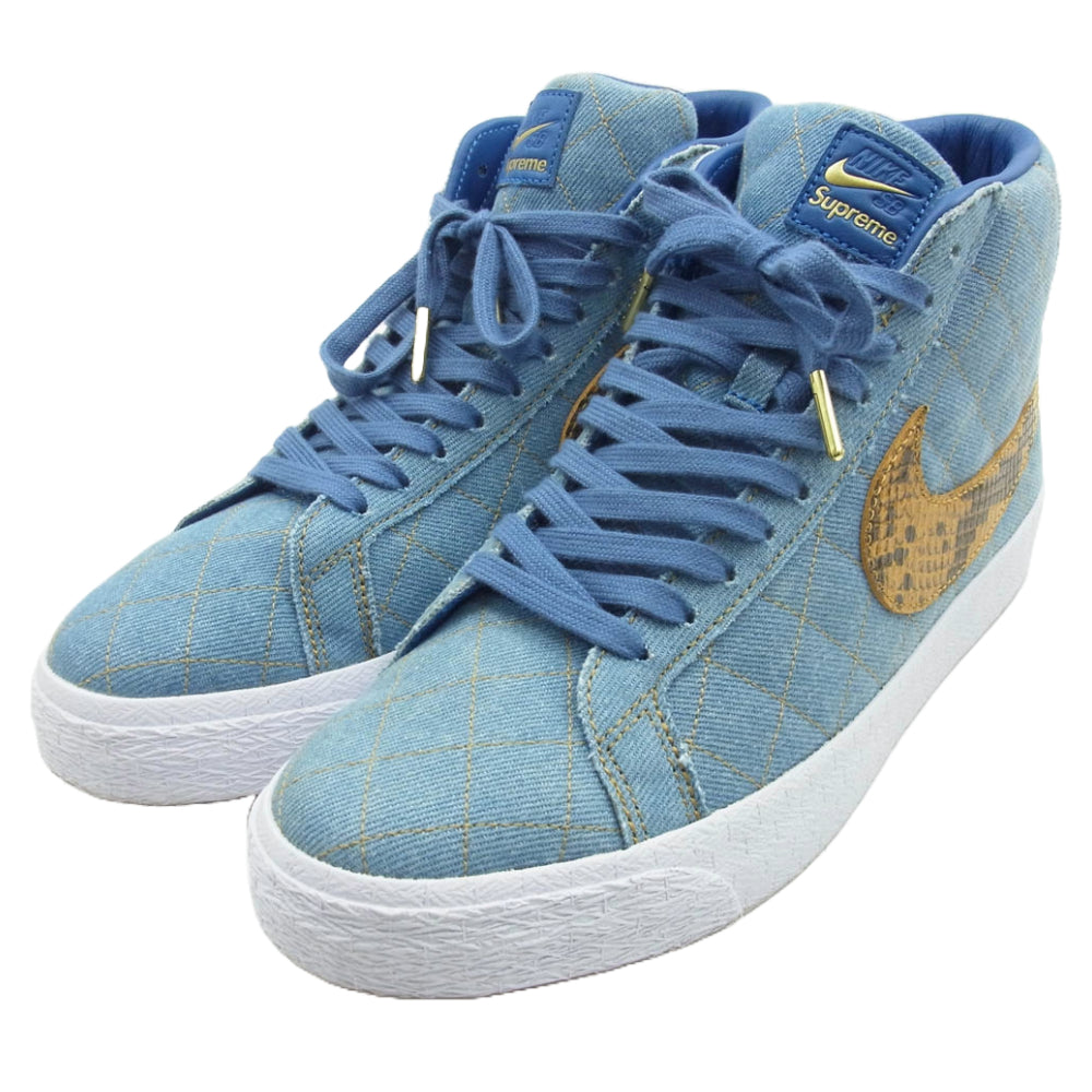 Supreme シュプリーム 22AW DX8421-400 × Nike SB Blazer Mid Denim ナイキ SB ブレーザー ミッド デニム スニーカー 27.5cm【中古】