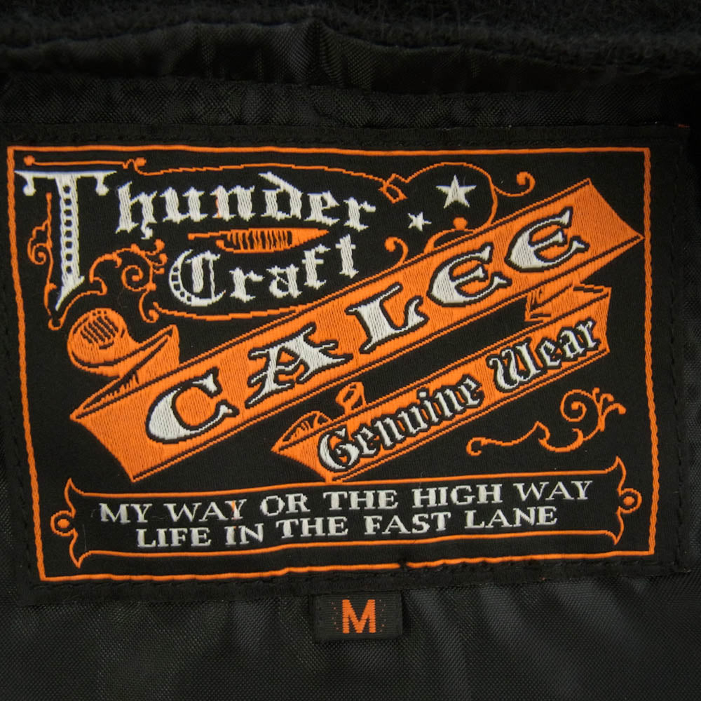 CALEE キャリー ロゴ刺繍 ジップアップ ウール ベスト ブラック系 M【中古】