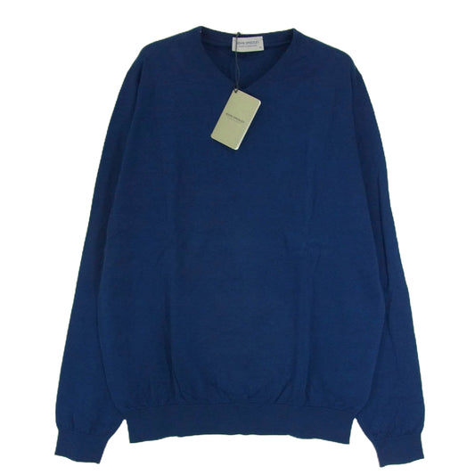 JOHN SMEDLEY ジョンスメドレー SHIPTON HIGH V-NECK PULLOVER STANDARD FIT Vネック ニット 長袖 インディゴブルー系 XL【極上美品】【中古】