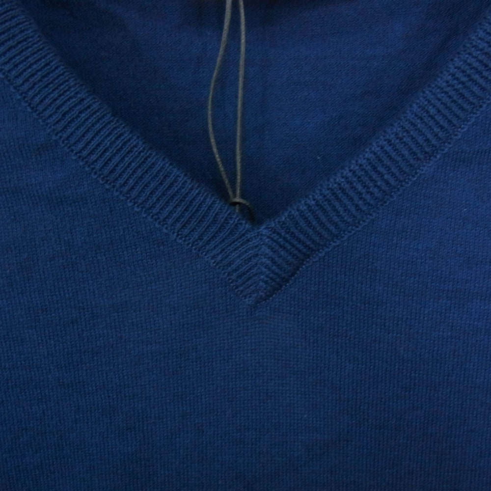 JOHN SMEDLEY ジョンスメドレー SHIPTON HIGH V-NECK PULLOVER STANDARD FIT Vネック ニット 長袖 インディゴブルー系 XL【極上美品】【中古】