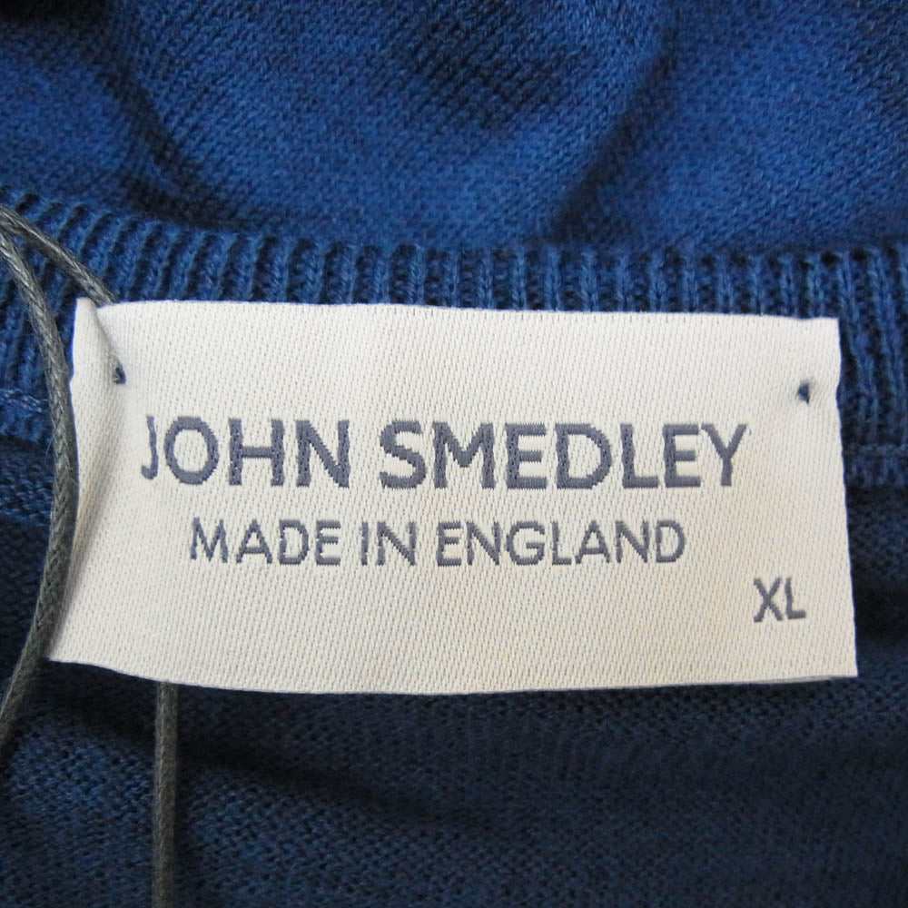JOHN SMEDLEY ジョンスメドレー SHIPTON HIGH V-NECK PULLOVER STANDARD FIT Vネック ニット 長袖 インディゴブルー系 XL【極上美品】【中古】