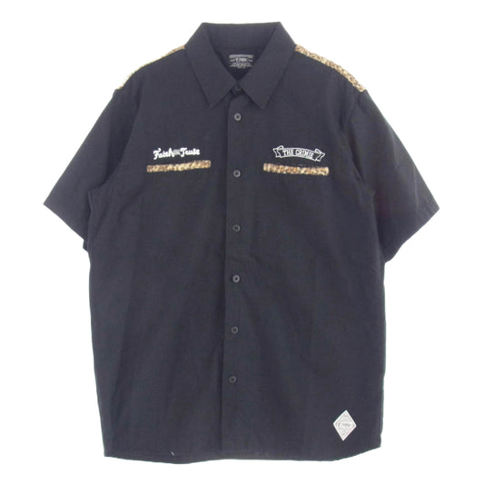 CRIMIE クライミー レオパード 切替 半袖 シャツ ワークシャツ ブラック系 XL【中古】