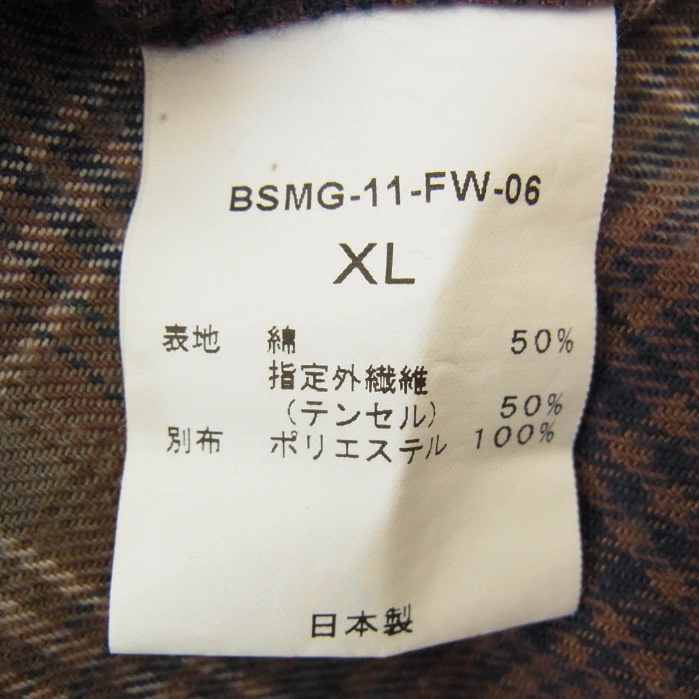 ブル オリジナル 11AW BSMG-11-FW-06 長袖 オープンカラー チェック シャツ ブラウン系 XL【中古】
