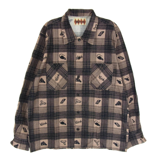 WEIRDO ウィアード 12AW WRD-12-AW-20 MAUS CHECK LS SHIRTS マウス 長袖 チェック シャツ ブラウン系 2XL【中古】