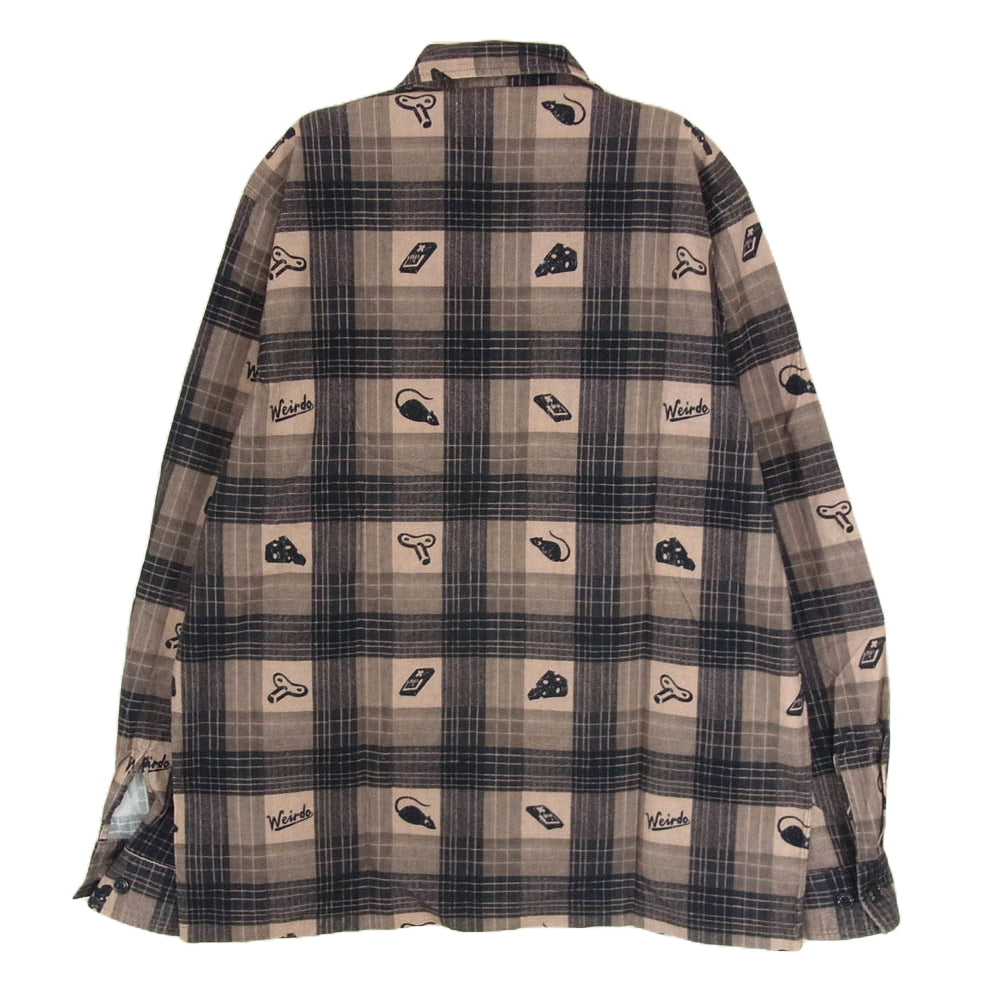 WEIRDO ウィアード 12AW WRD-12-AW-20 MAUS CHECK LS SHIRTS マウス 長袖 チェック シャツ ブラウン系 2XL【中古】