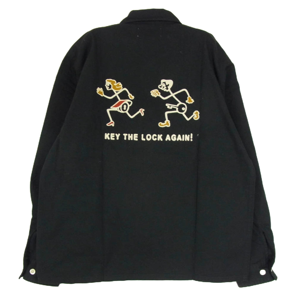 WEIRDO ウィアード 11AW WRD-11-FW-12 KEY THE LOCK AGAIN 刺繍 長袖 シャツ ブラック系 XL【中古】