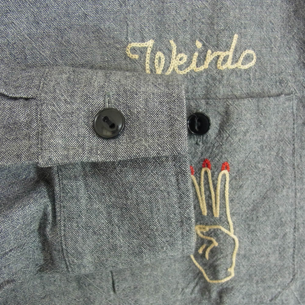 WEIRDO ウィアード 刺繡 ロングスリーブ 長袖 シャツ グレー系 XL【中古】